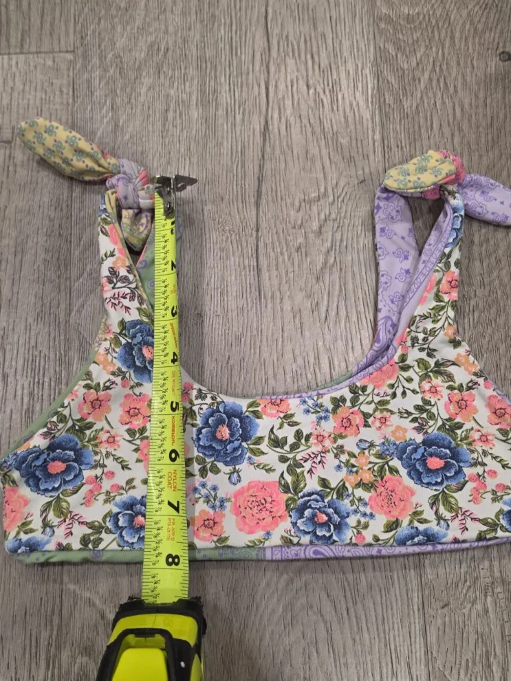 Maaji reversible Floral & Patchwork Bikini Top Adjustable Tie Straps Swimwear